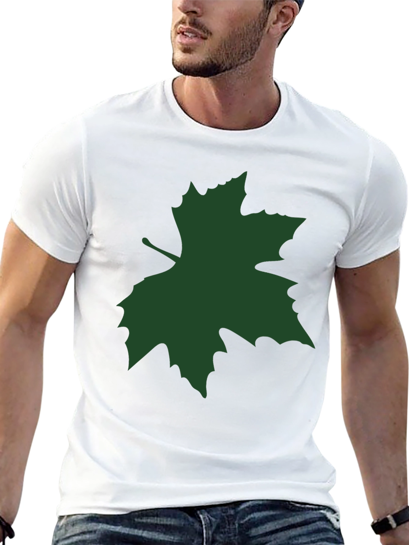 Green Leaf Graphic Black Tee