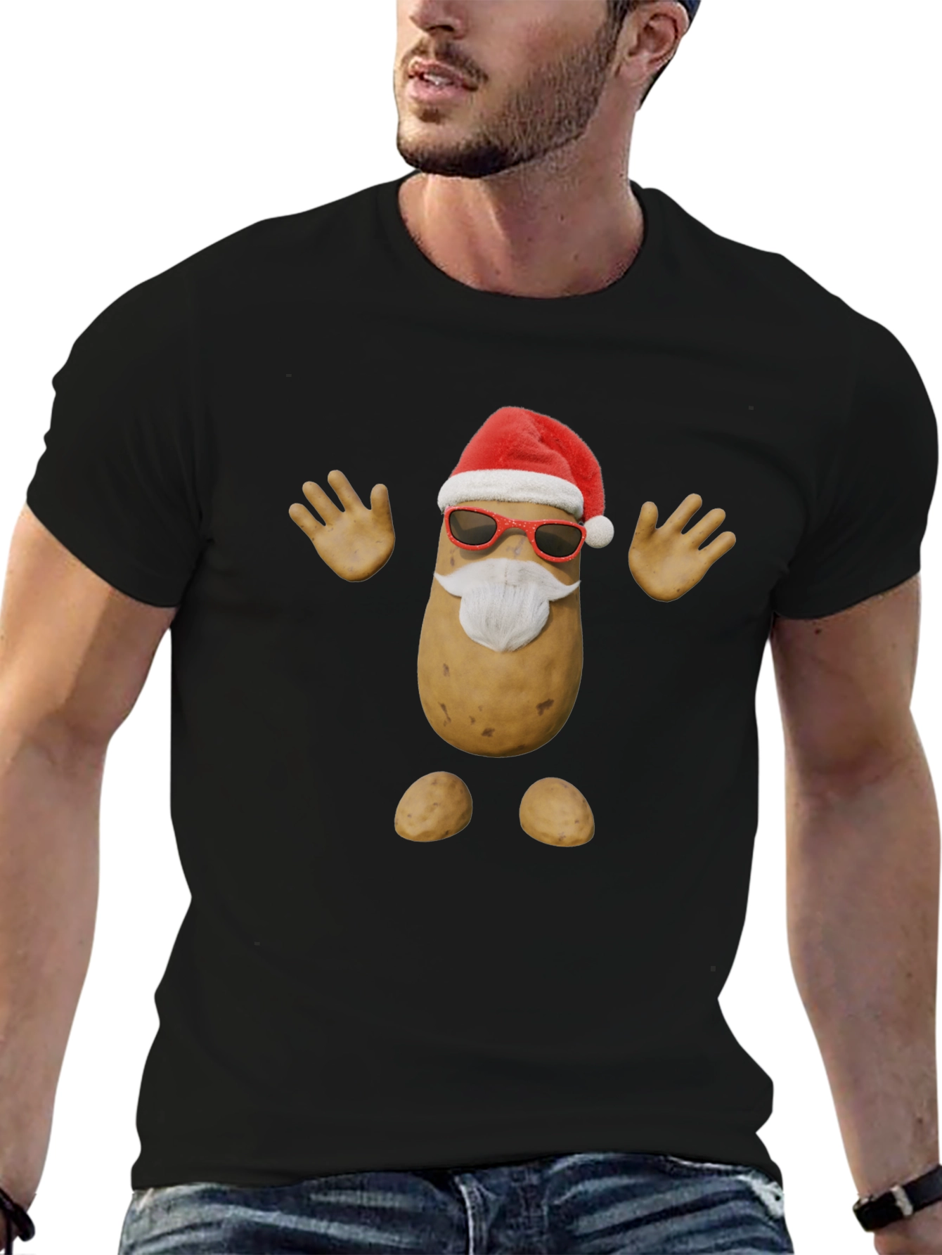 Festive Potato Santa T-Shirt - Holiday Fun
