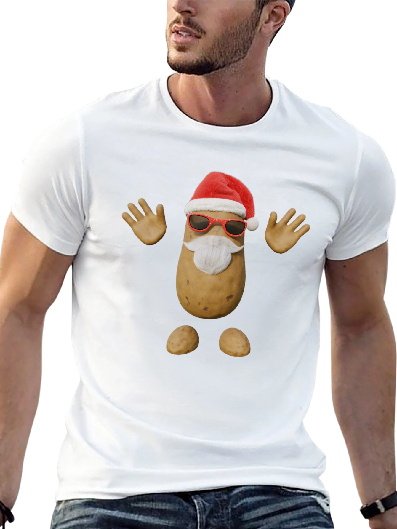 Festive Potato Santa T-Shirt - Holiday Fun