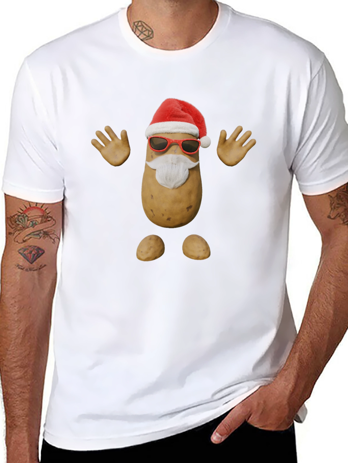 Festive Potato Santa T-Shirt - Holiday Fun