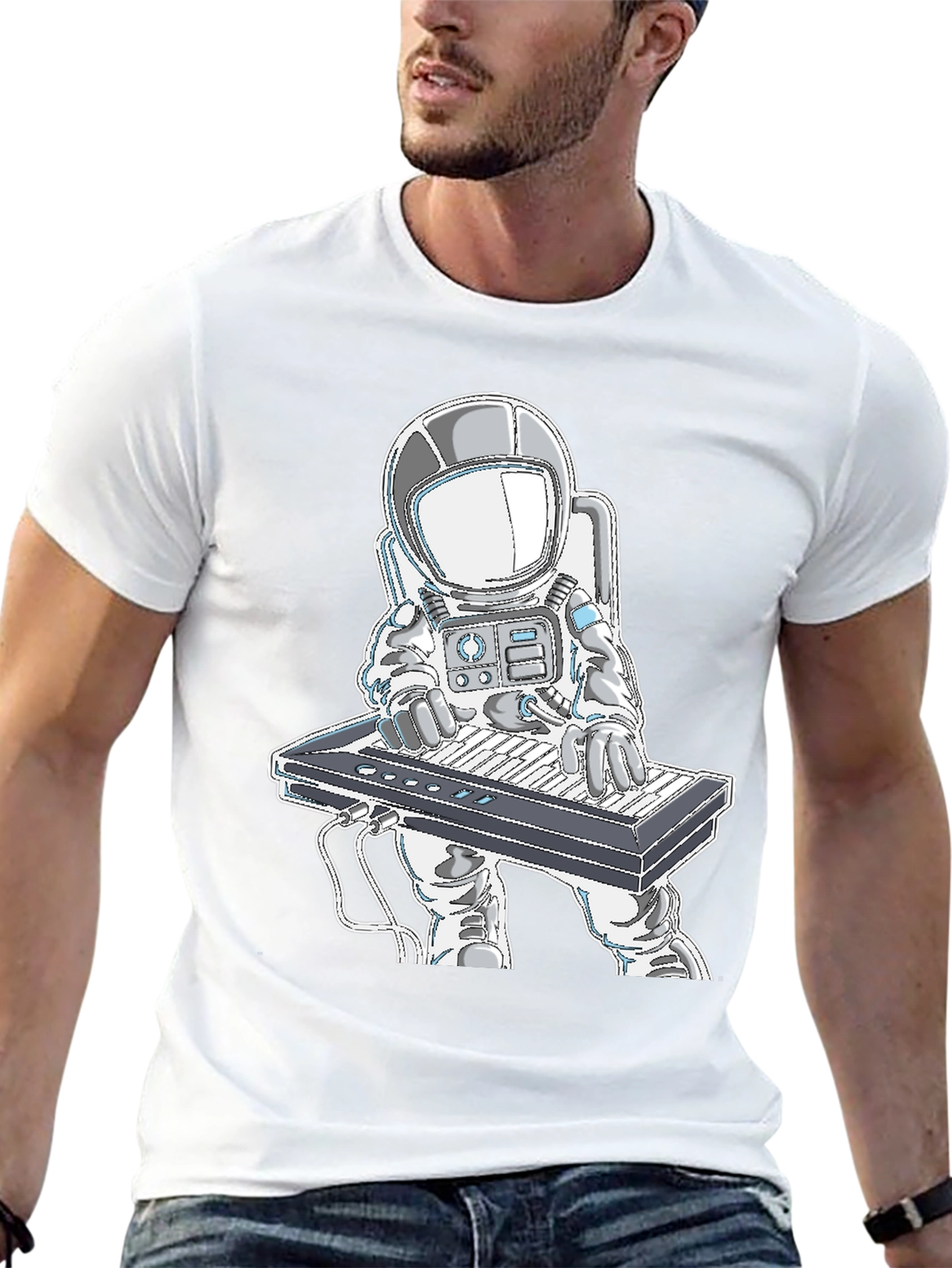 Astronaut Playing Keyboard Graphic T-Shirt