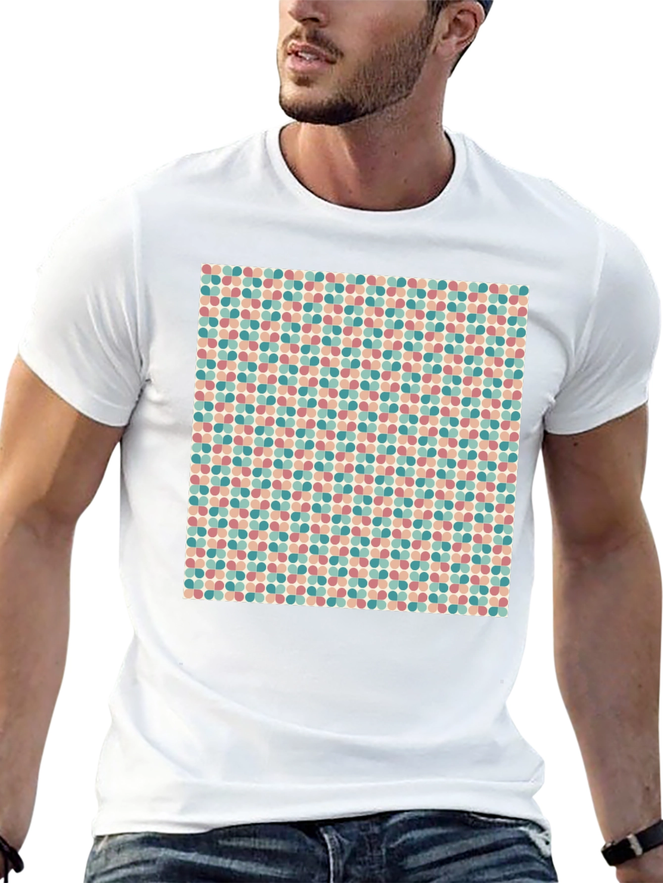 Retro Polka Dot Pattern Black T-Shirt