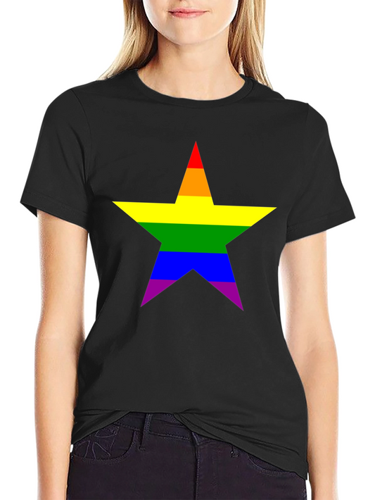 Rainbow Star Pride T-Shirt - Black Cotton Tee