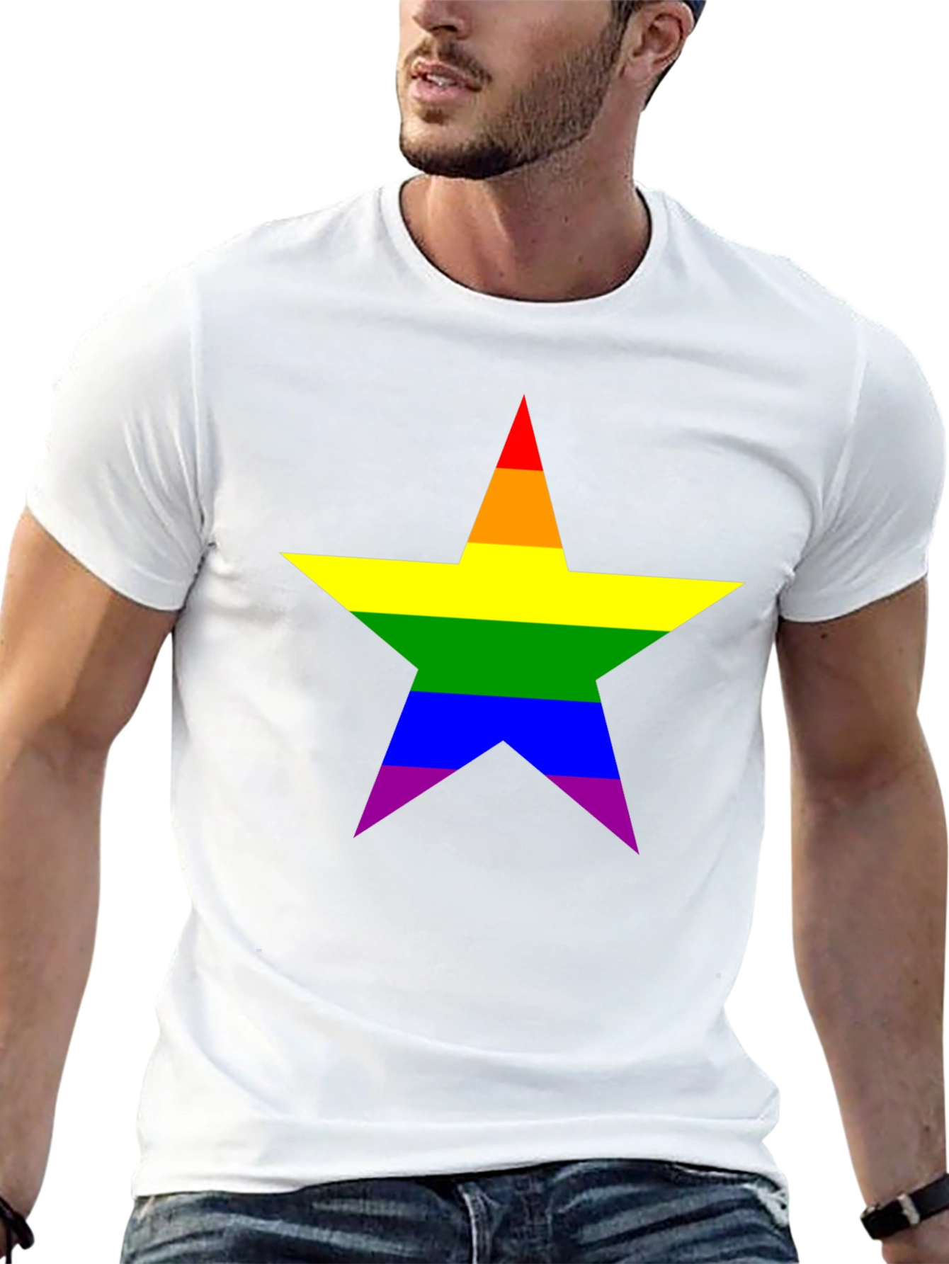Rainbow Star Pride T-Shirt - Black Cotton Tee