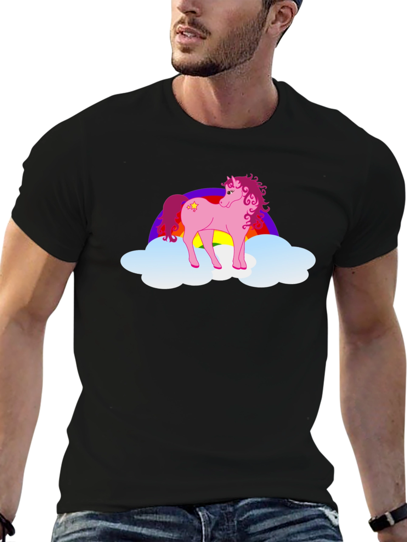 Pink Pony Rainbow Cloud Graphic T-Shirt