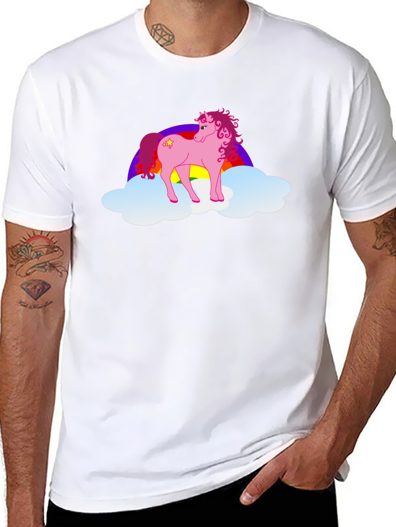 Pink Pony Rainbow Cloud Graphic T-Shirt
