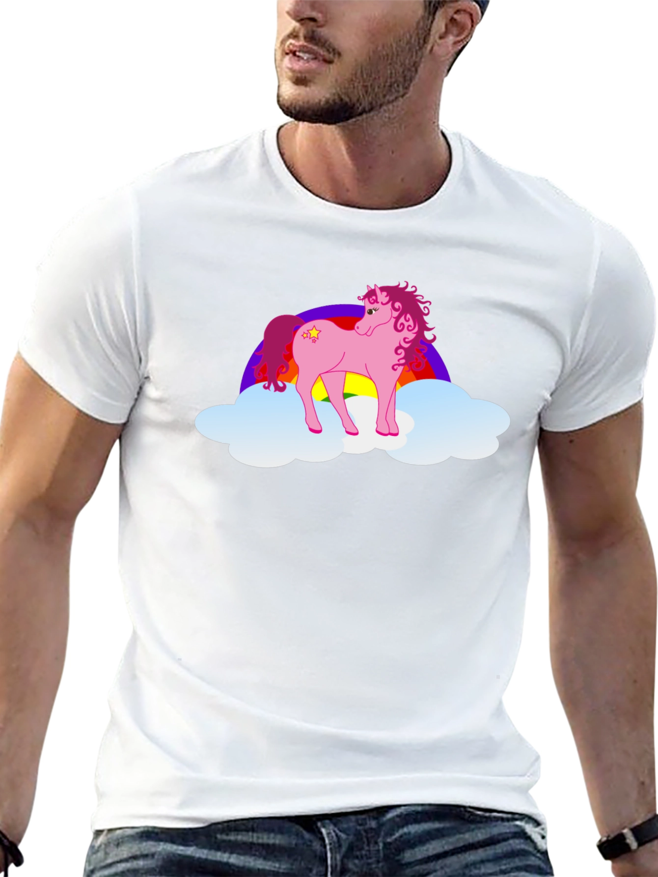 Pink Pony Rainbow Cloud Graphic T-Shirt