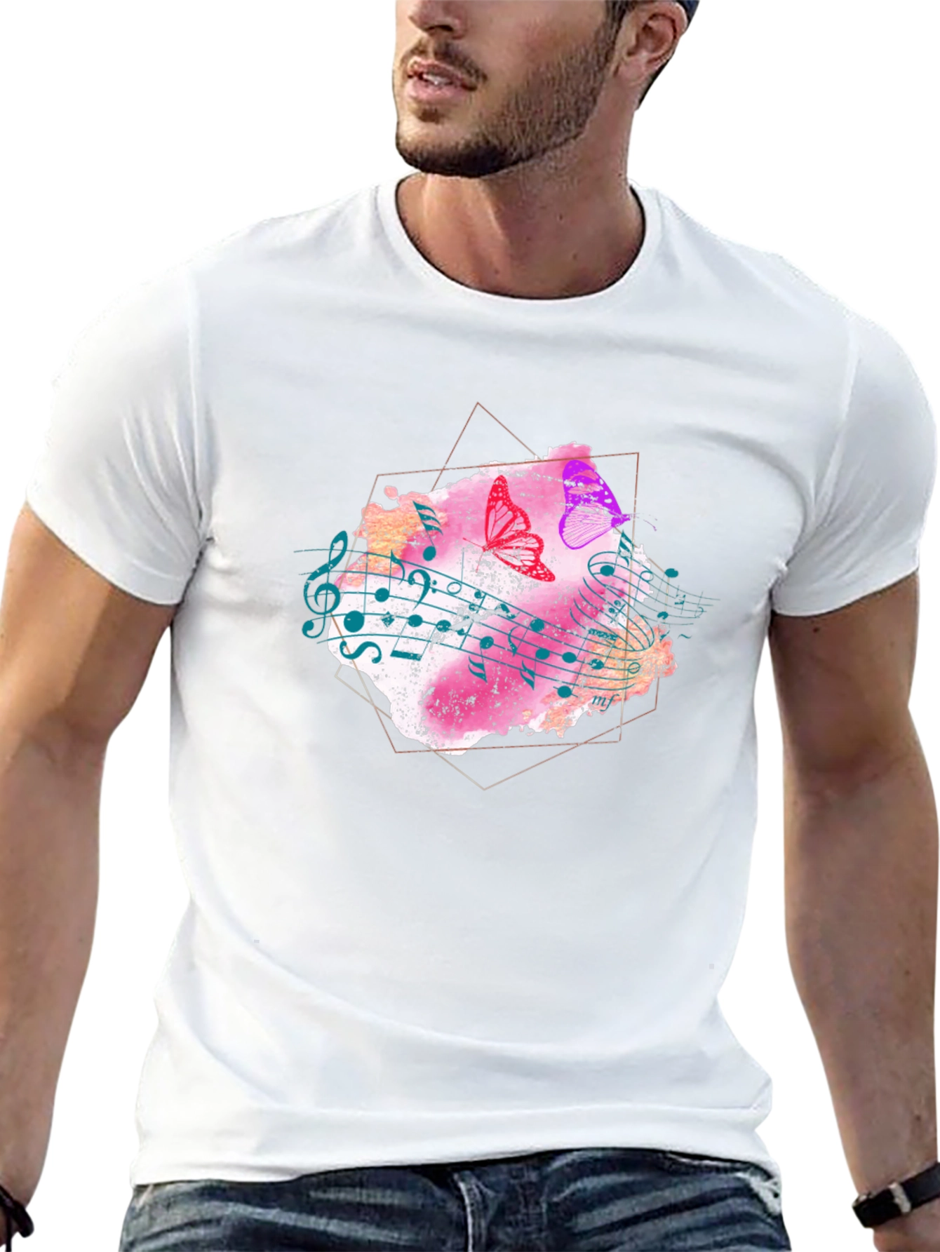 Musical Butterfly Graphic Tee - Stylish Mens T-Shirt
