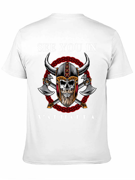 Viking Skull Graphic T-Shirt - See You In Valhalla