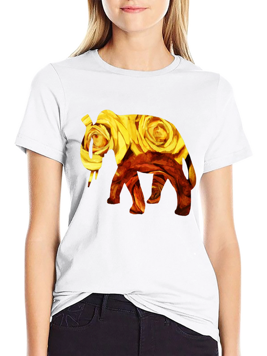 Floral Elephant Graphic Tee - Black