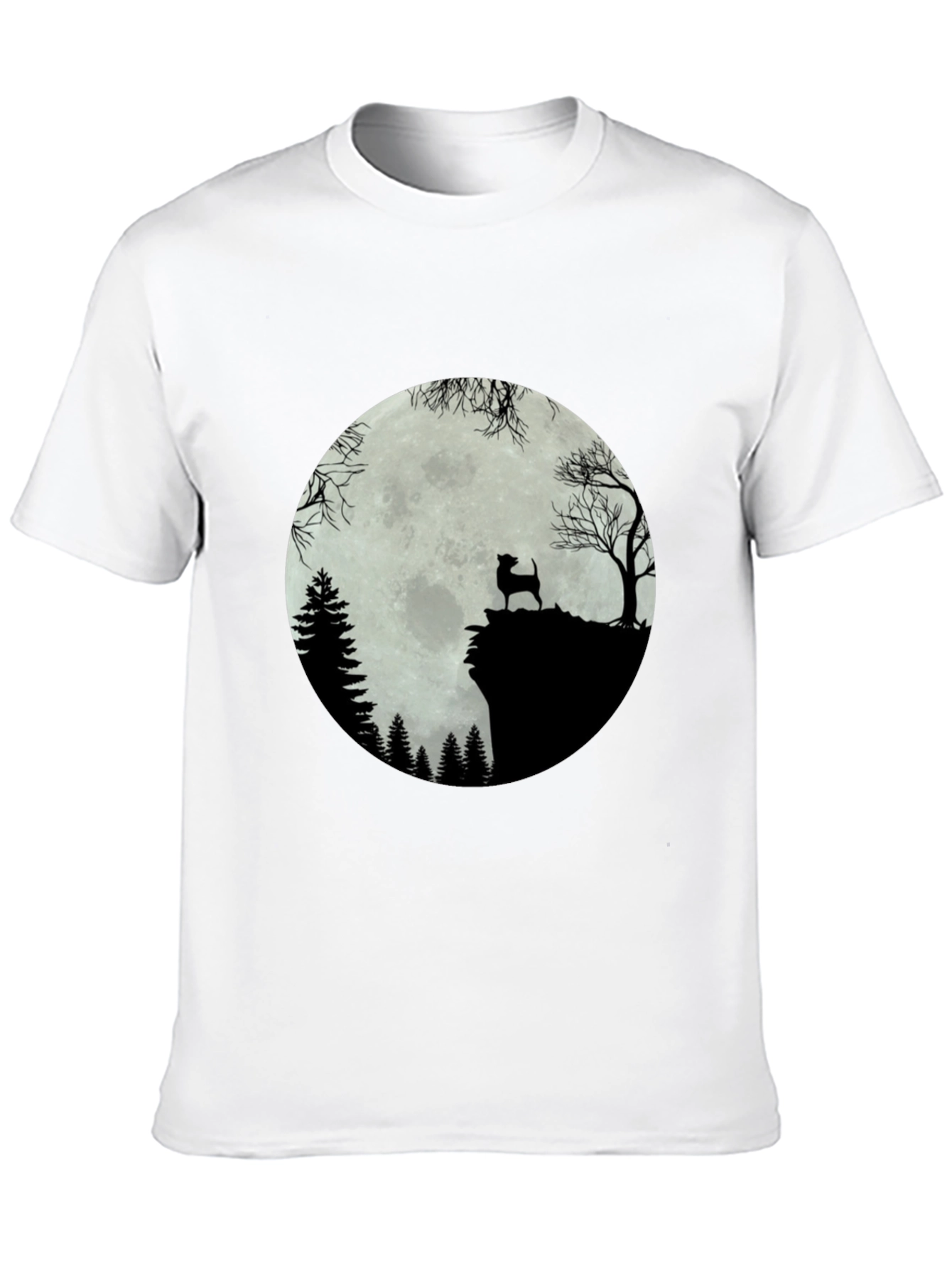 Moonlit Dog Silhouette Tee - Black