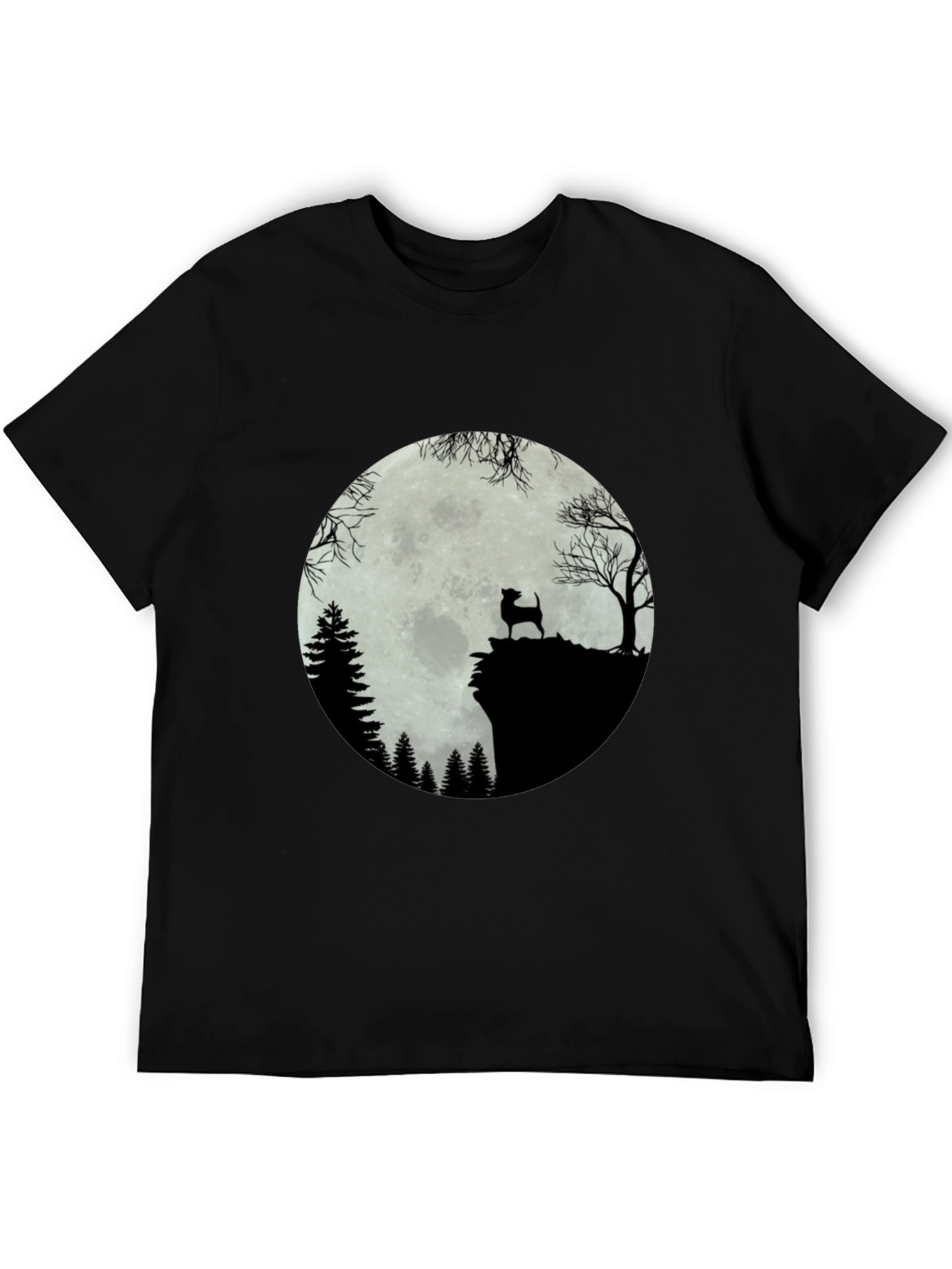 Moonlit Dog Silhouette Tee - Black