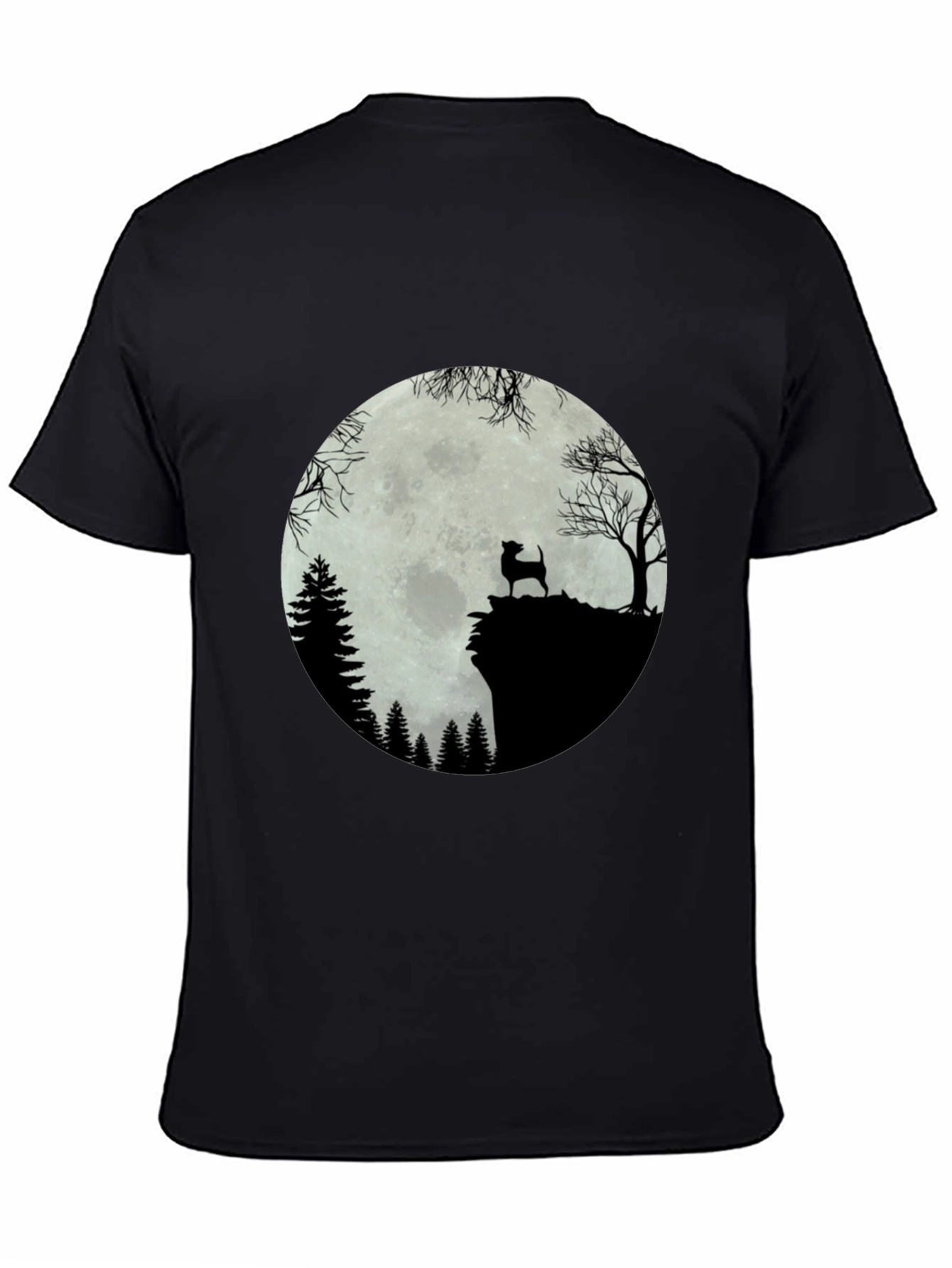 Moonlit Dog Silhouette Tee - Black