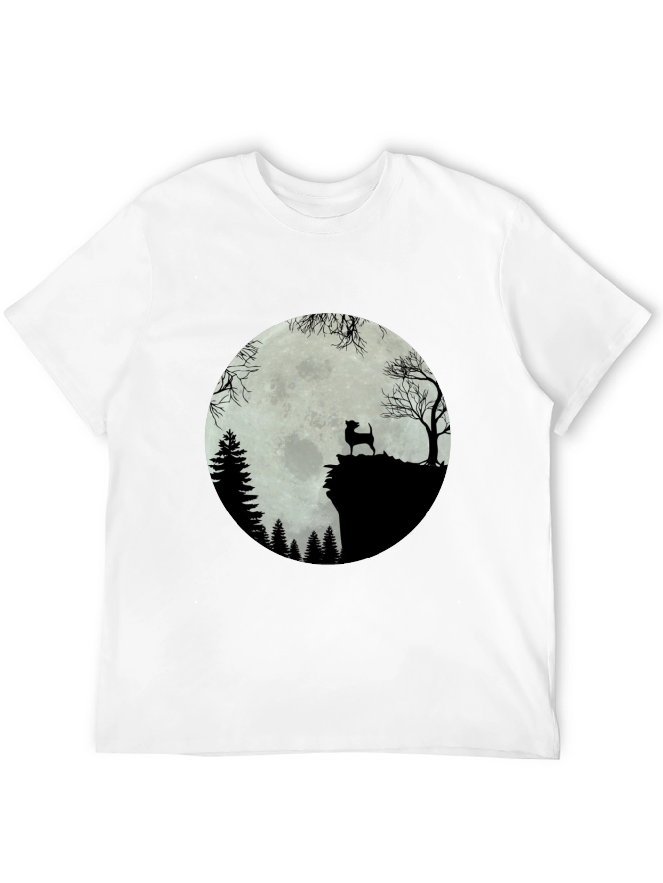 Moonlit Dog Silhouette Tee - Black