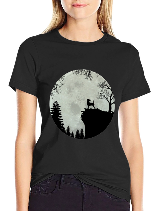 Moonlit Dog Silhouette Tee - Black