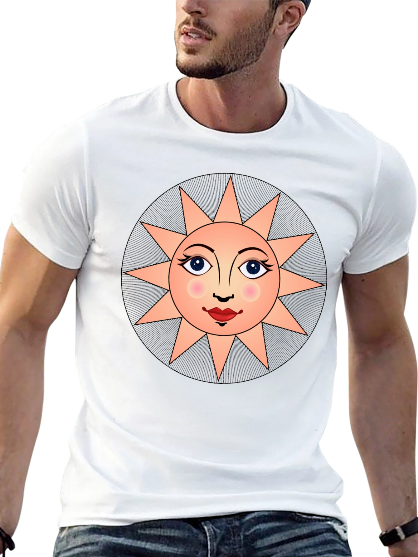 Sun Face Graphic T-Shirt - Unisex Black Tee