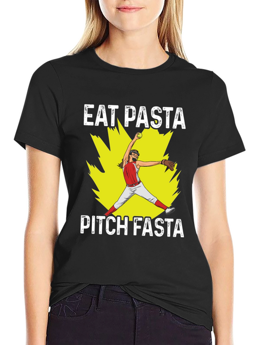 Eat Pasta Pitch Fasta Softball Graphic T-Shirt