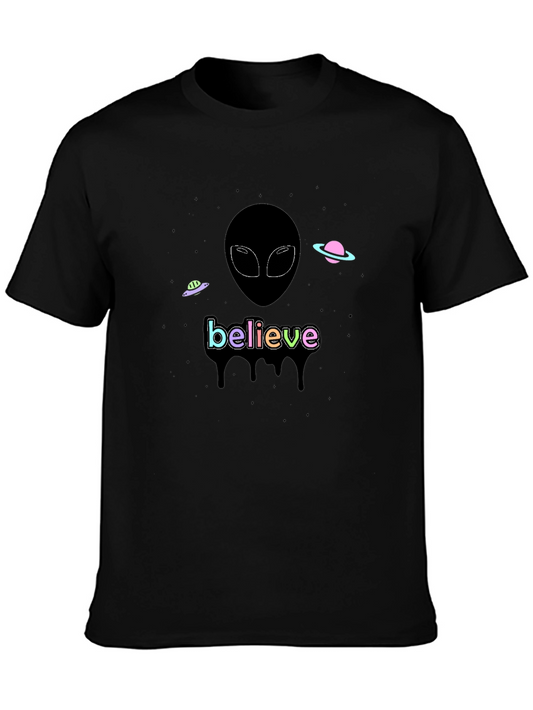 Believe Alien Graphic T-Shirt - Black