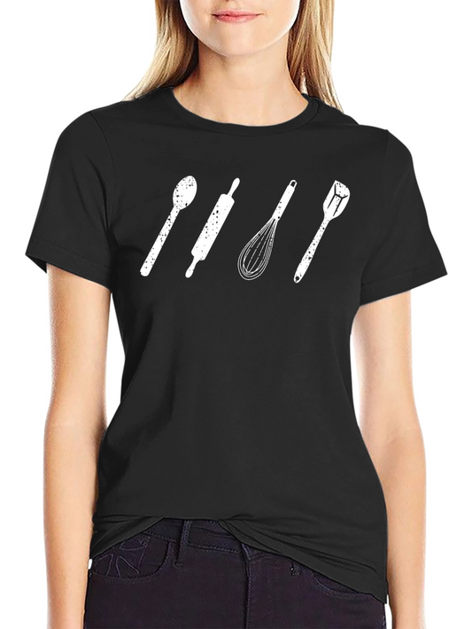 Baking Utensils Graphic Black T-Shirt