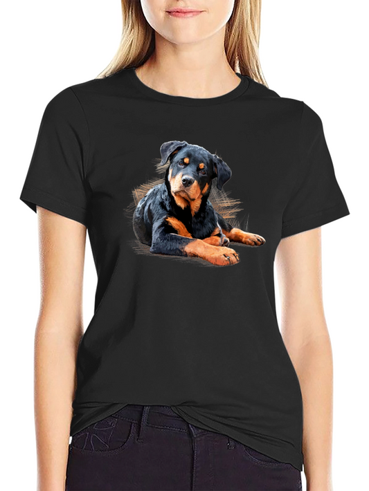 Rottweiler Dog Graphic Black T-Shirt