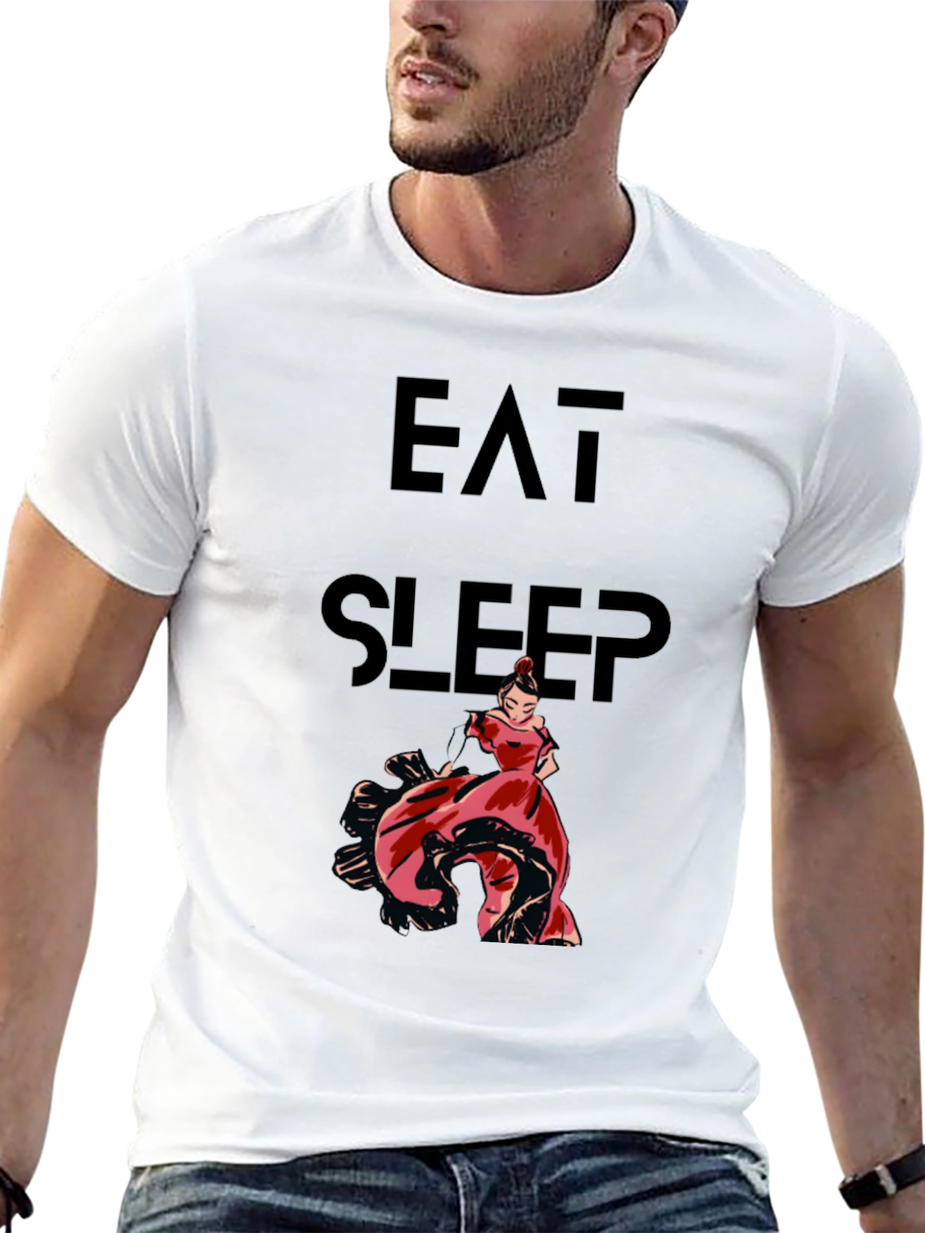 Eat Sleep Flamenco Dance T-Shirt - Black Cotton
