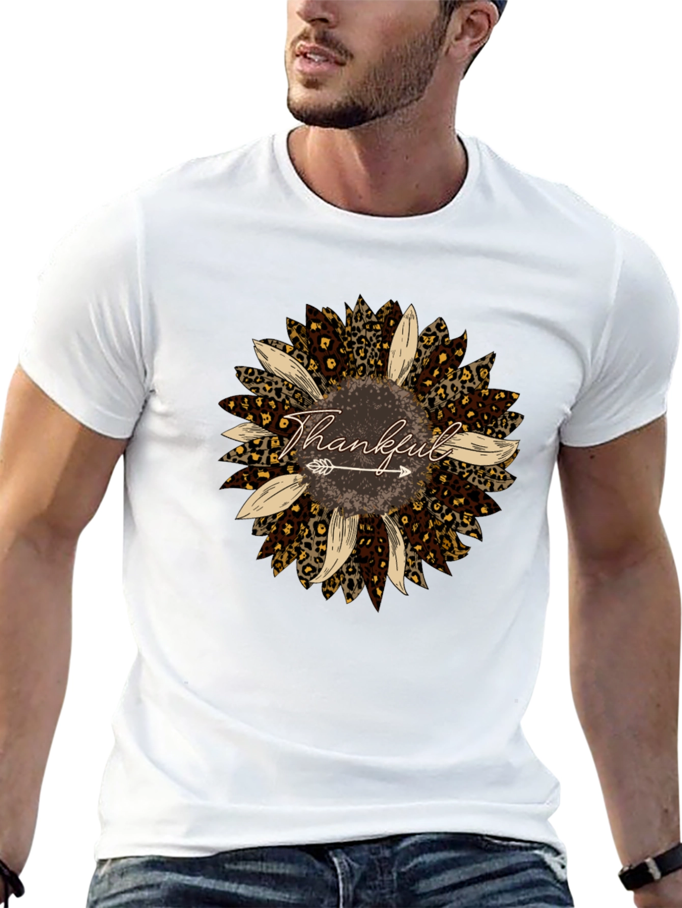 Thankful Leopard Sunflower Graphic Tee