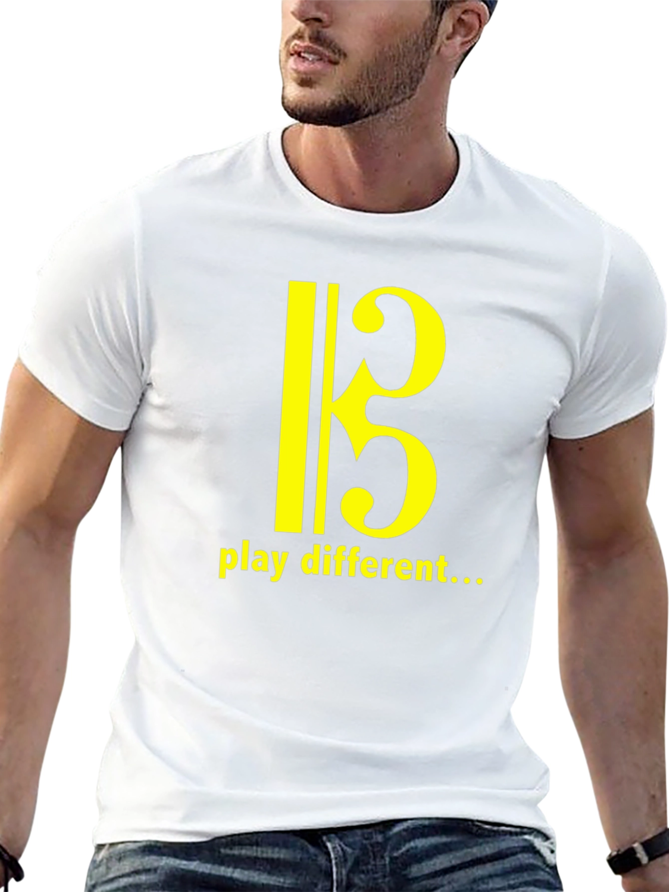 Play Different Music T-Shirt - Bass Clef Design