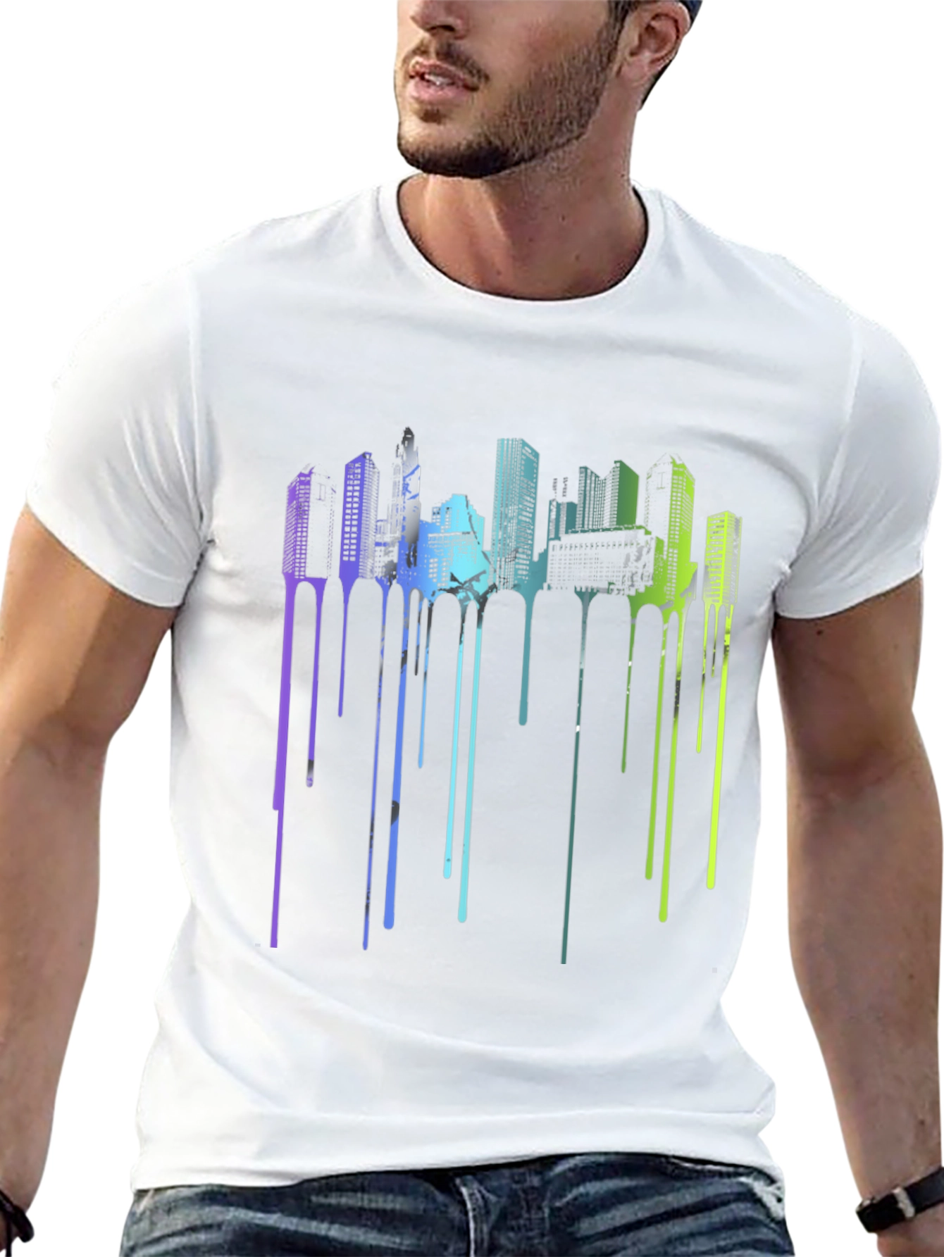 Abstract Cityscape Drip Tee