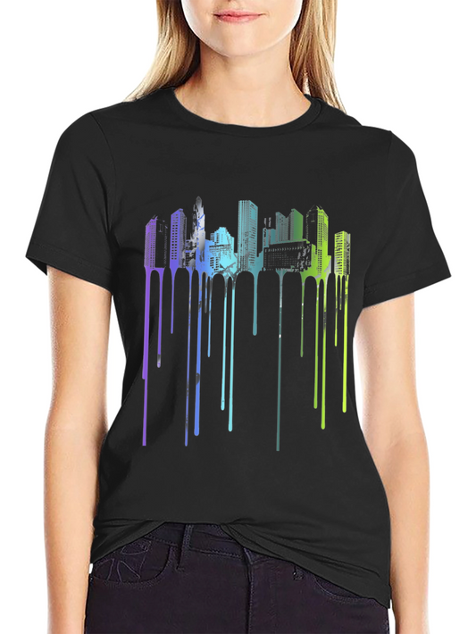Abstract Cityscape Drip Tee