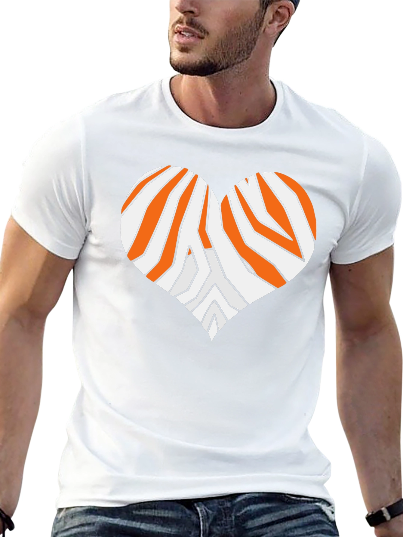 Tiger Stripe Heart Graphic Tee - Black
