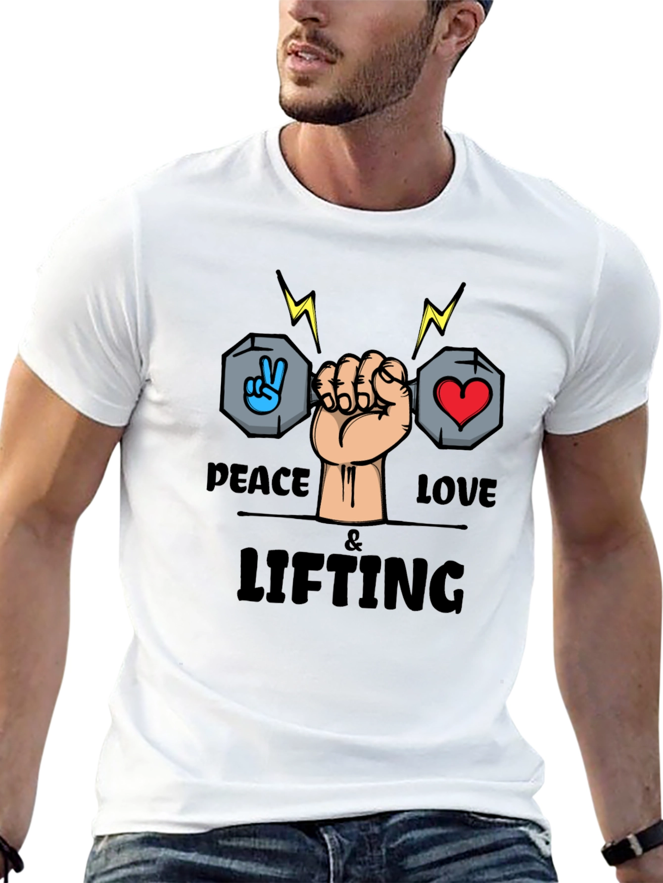 Peace Love Lifting Black Graphic Tee
