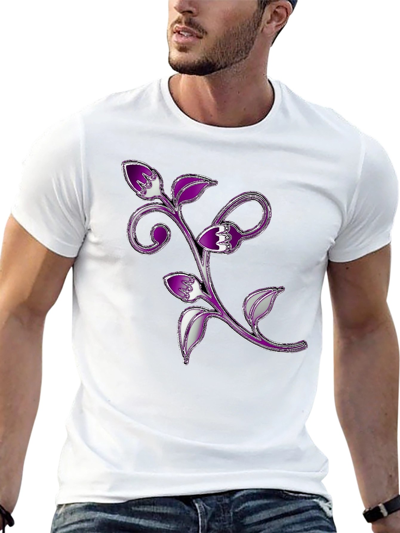 Floral Vine Graphic Tee - Black