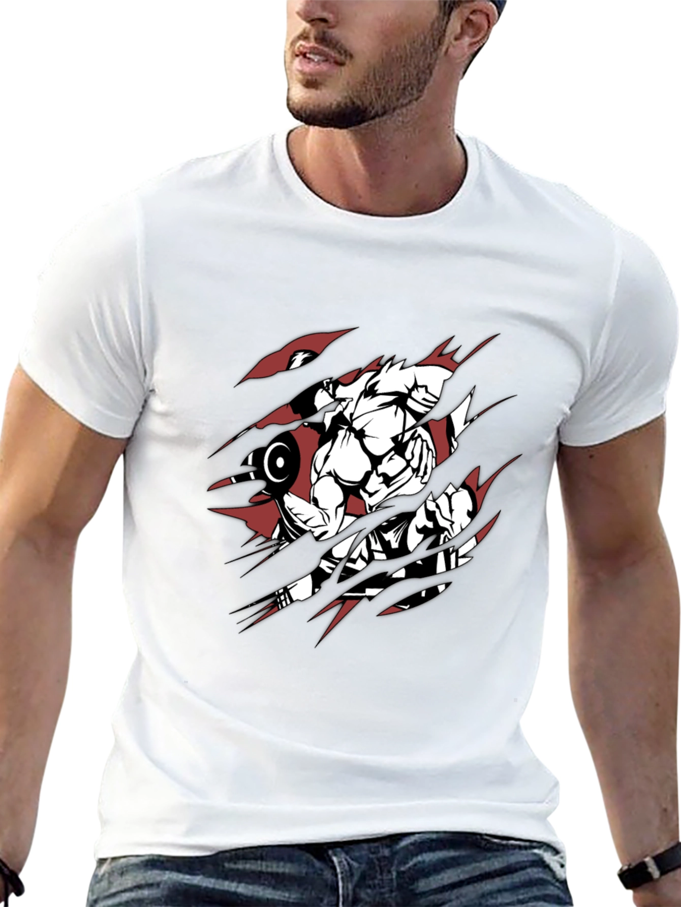 Gym Beast Mode Graphic Tee - Black Cotton