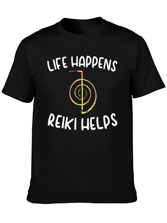 Life Happens Reiki Helps Black Graphic Tee