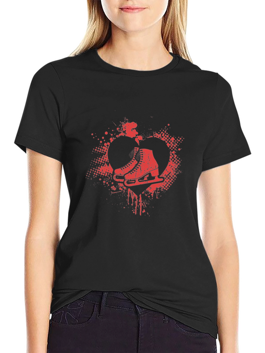 Ice Skating Love T-Shirt - Retro Heart Skates Design