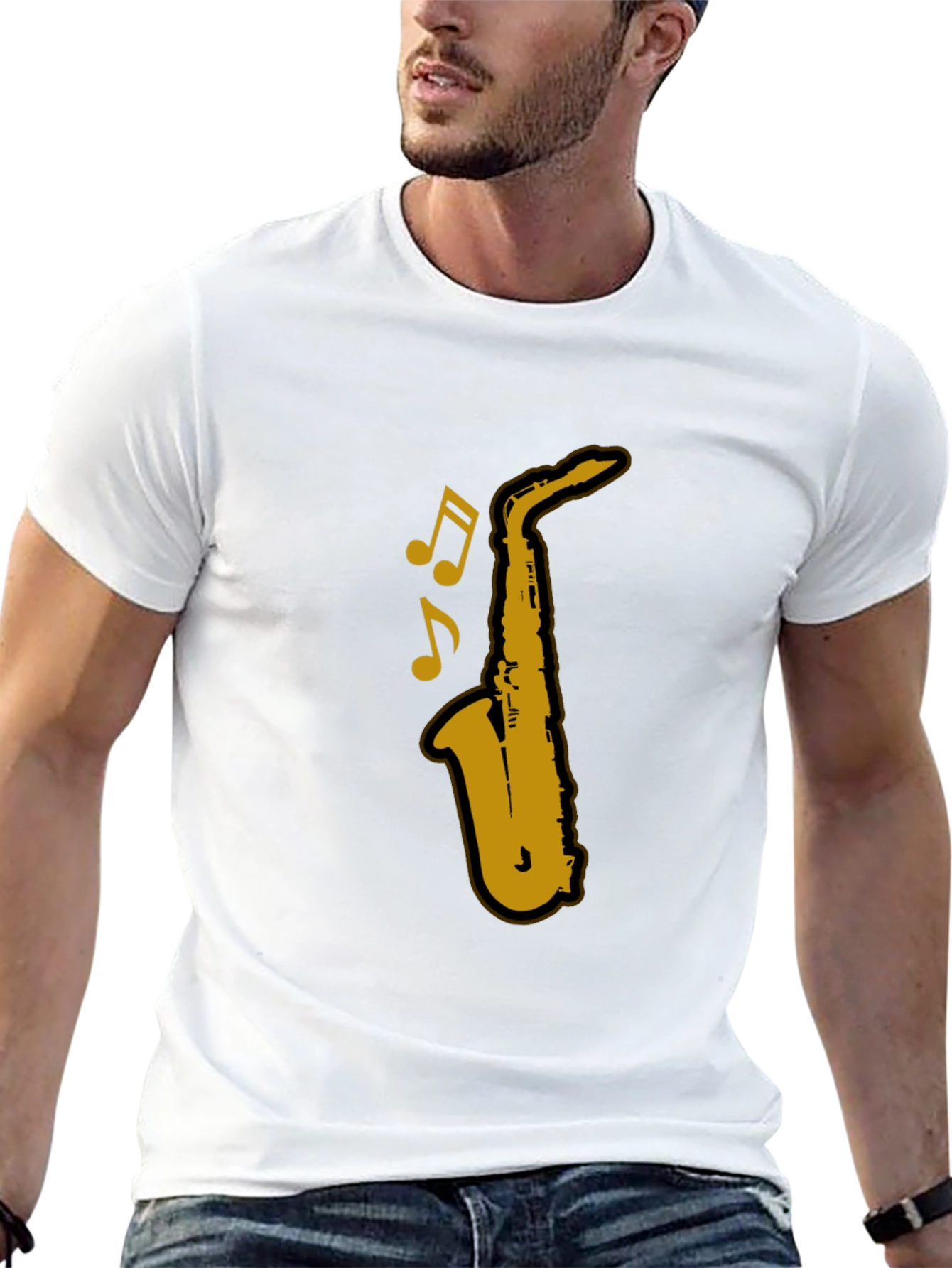 Saxophone Graphic T-Shirt - Black