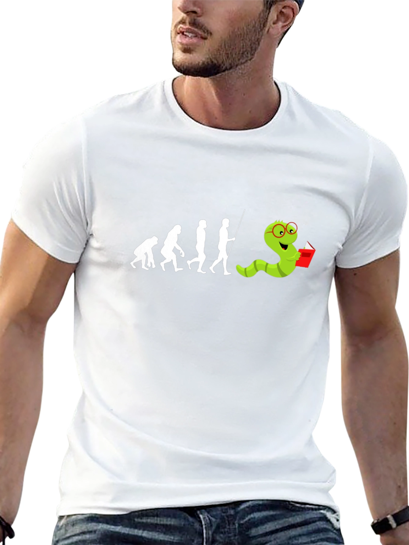 Evolution Worm Reading Book T-Shirt