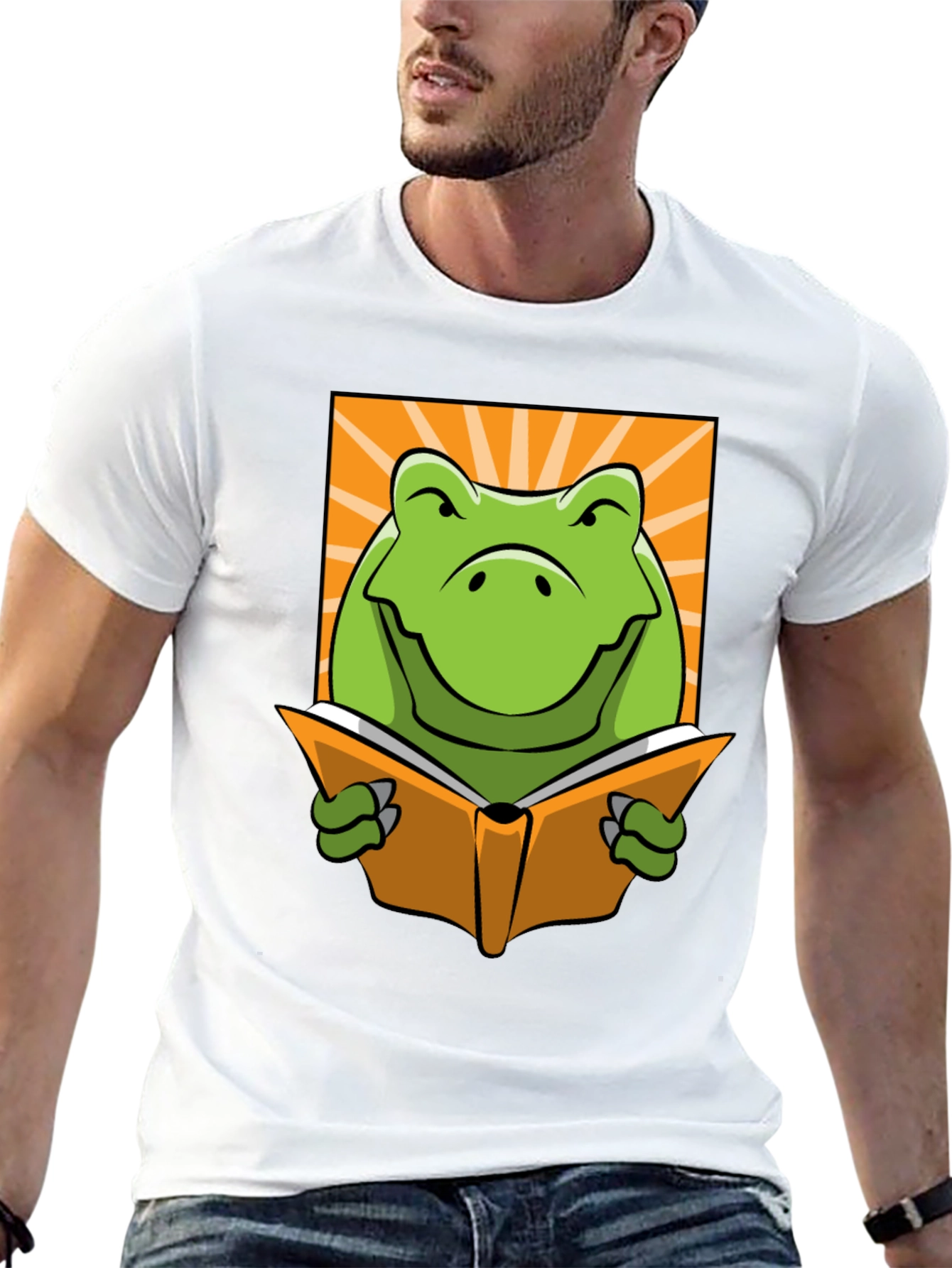 Frog Reading Book Graphic T-Shirt