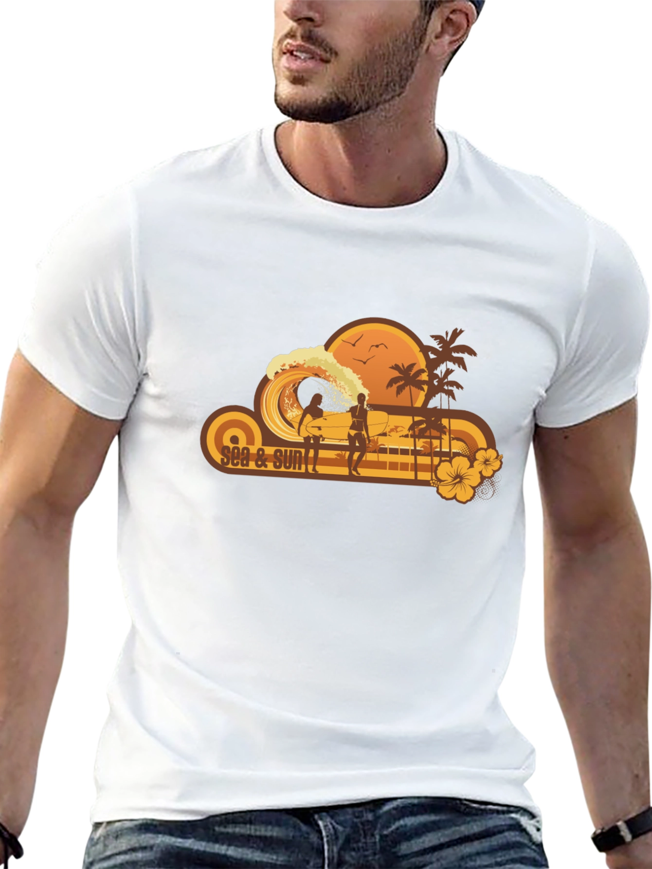 Sea & Sun Graphic Black T-Shirt