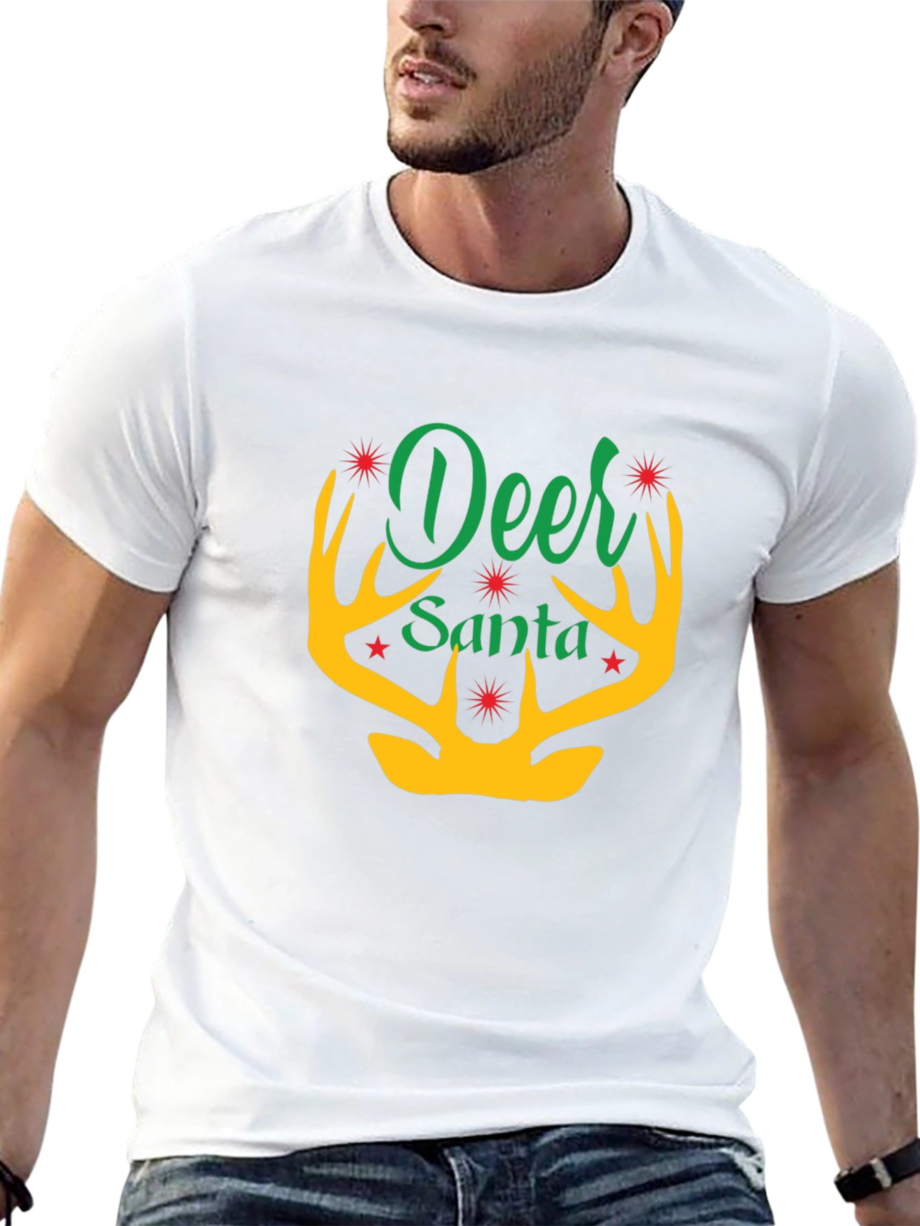 Deer Santa T-Shirt - Holiday Graphic Tee