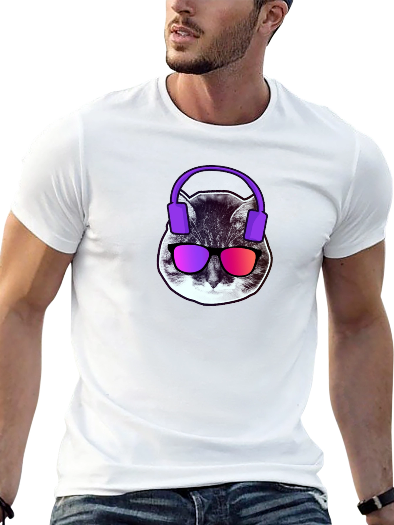 Cool Cat Graphic Tee - Headphones & Shades!