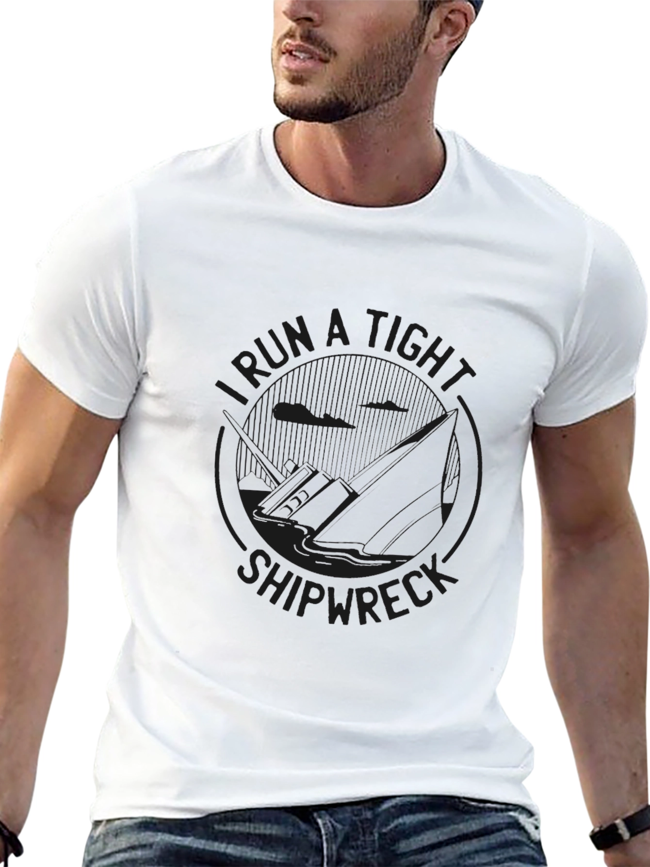 Black I Run A Tight Shipwreck Graphic Tee