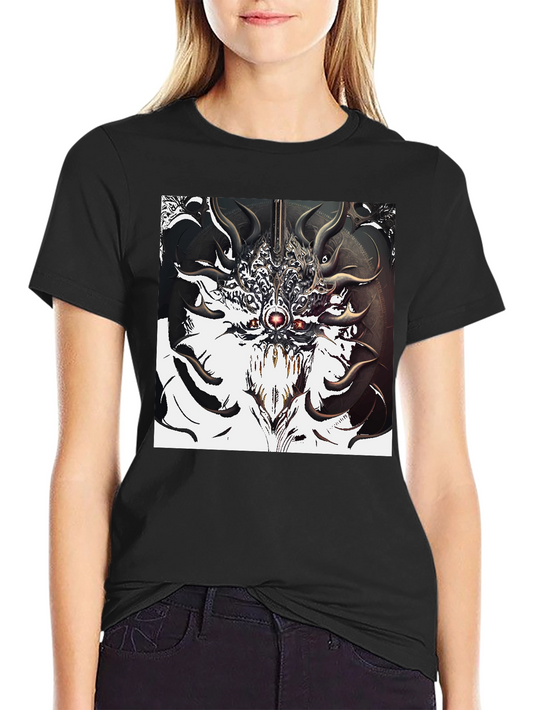 Abstract Creature Graphic Tee - Black Cotton T-Shirt