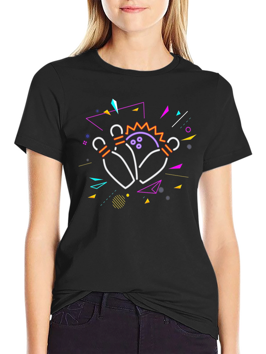 Retro Bowling Strike T-Shirt - Black