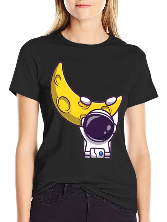 Astronaut Moon T-Shirt - Black Cotton Tee