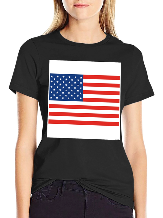 American Flag Graphic Print Black T-Shirt