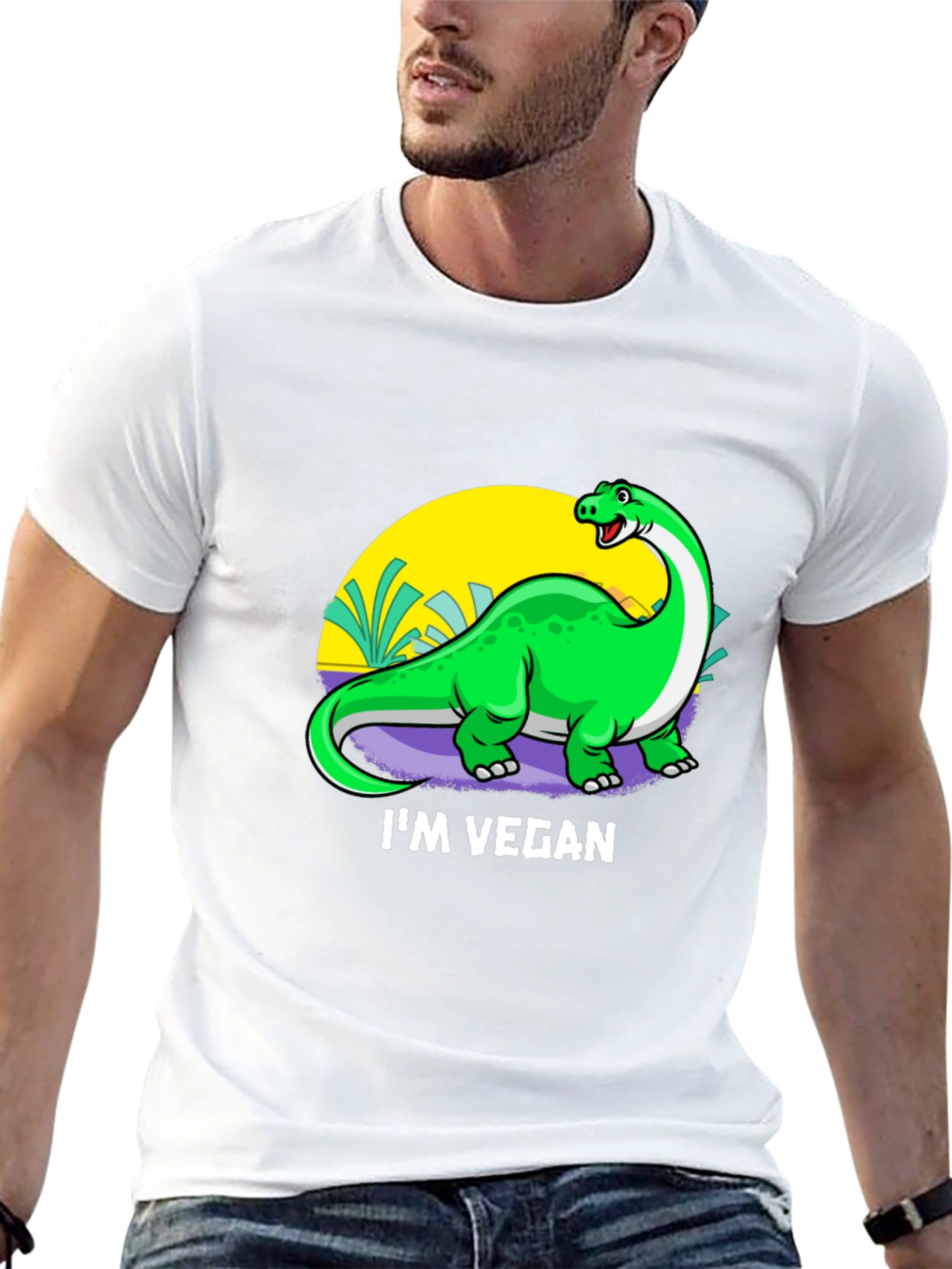 Vegan Dinosaur Graphic T-Shirt - Unisex Crew Neck