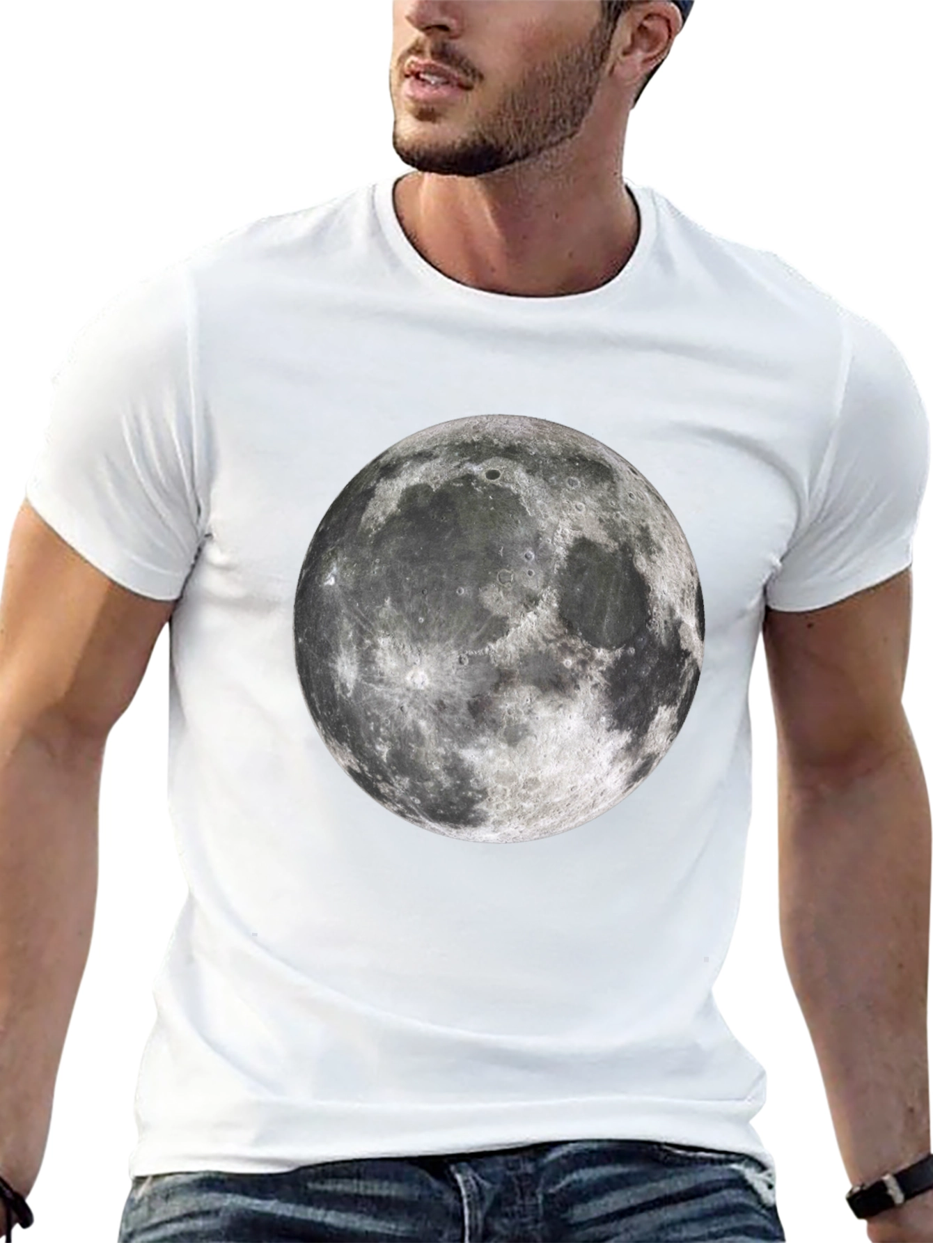 Moon Graphic T-Shirt - Black Cotton Lunar Tee