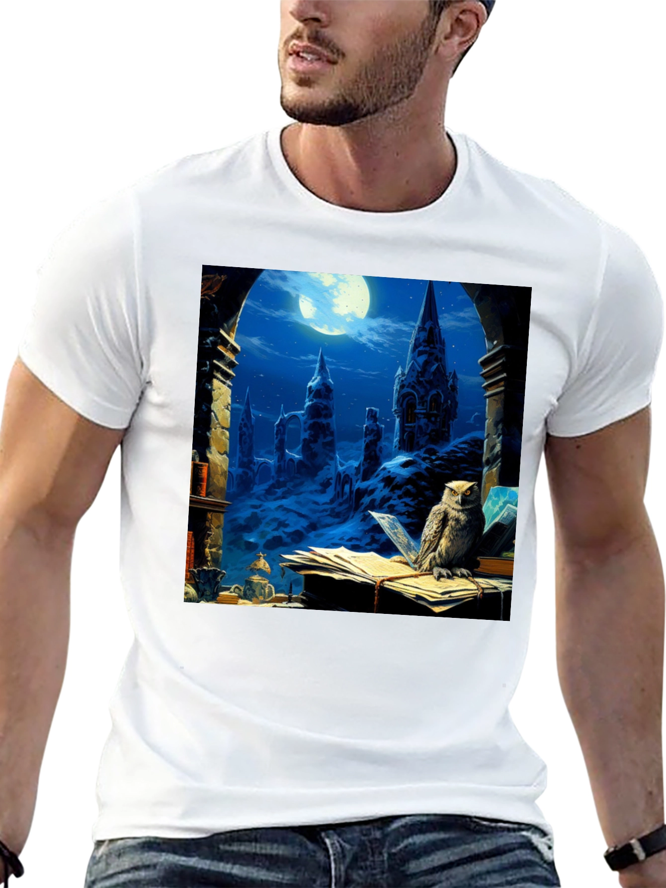 Owl and Hogwarts Castle T-Shirt