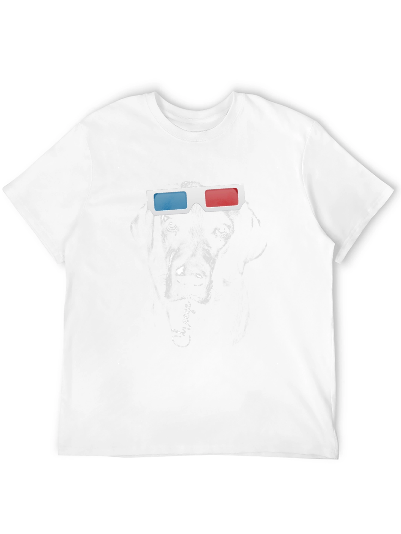 Dog with 3D Glasses T-Shirt - Cheese!